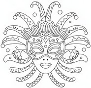Gratis fargeleggingsark - Harlekin maske - Masker for karneval