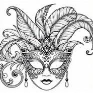 Bilde å fargelegge - Venetiansk maske - Masker for karneval