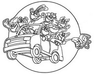 Coloring page The Smiling Critters - In a car