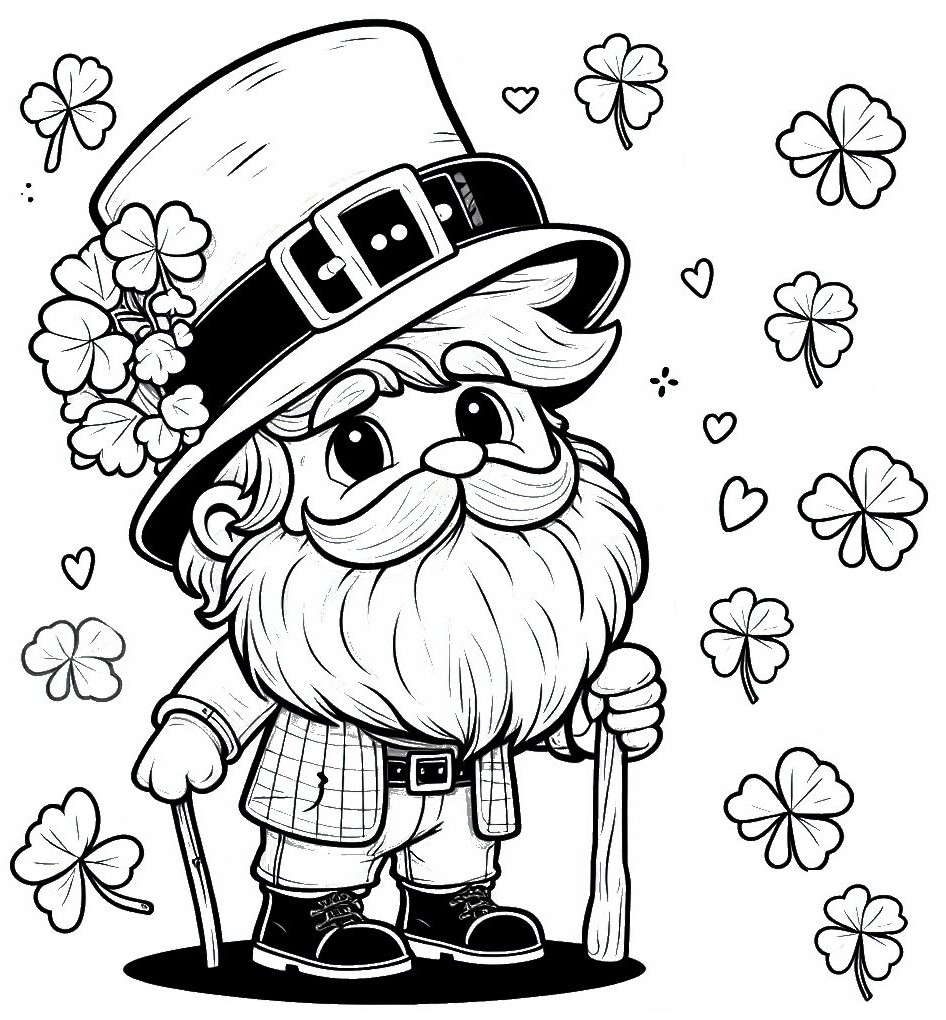 Coloriage Personnage avec un chapeau et une barbe