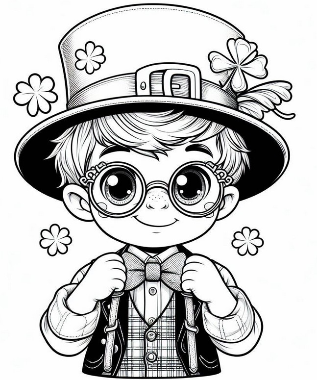 Coloriage Enfant avec un chapeau