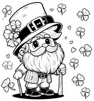 Desenho para colorir - Personagem com um chapéu e barba - Dia de São Patrick