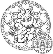 Väritettävä sivu - Bobby BearHug - Smiling Critters Mandalas