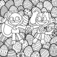 Coloriage gratuit - Catnap & DogDay - Poppy Playtime Pâques