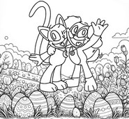 Coloriage à télécharger - Dogday & Catnap - Poppy Playtime Pâques