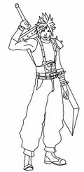 Obrazek do kolorowania - Cloud Strife - Final Fantasy 7