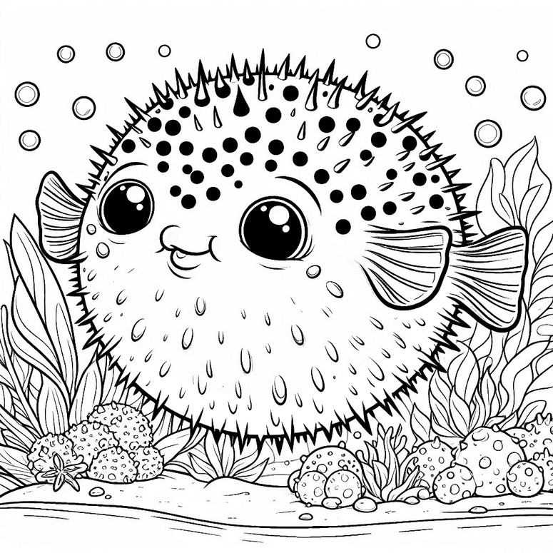 Coloring page Pufferfish