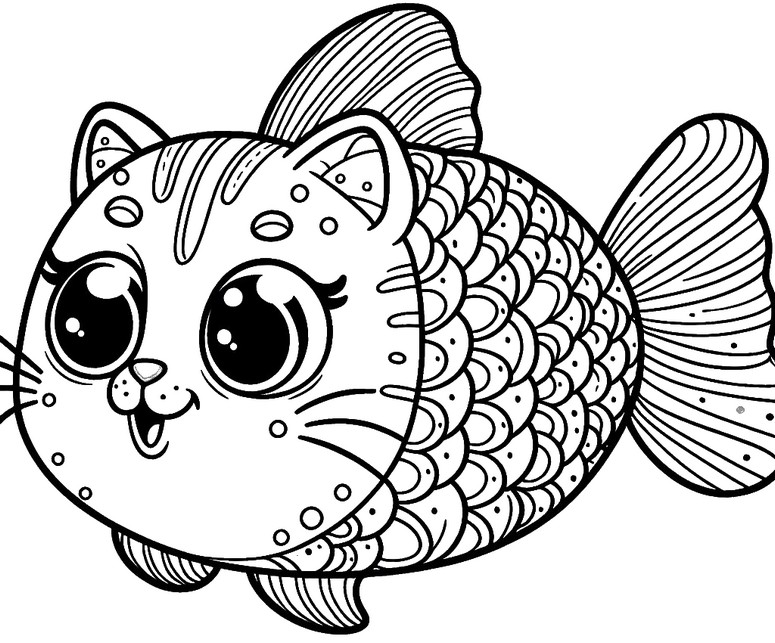 Coloriage Poisson chat