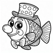 Coloriage gratuit - Poisson-clown - Poissons rigolos