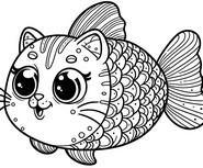 Feuille de coloriage - Poisson chat - Poissons rigolos