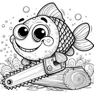 Coloriage gratuit - Poisson-scie - Poissons rigolos