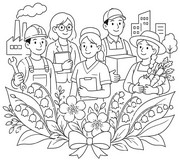 Kleurplaat om te downloaden - Dag van de Arbeid - Lelietje-van-dalen op 1 mei