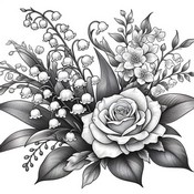 Desenho gratuito - Uma linda rosa - Lírio do vale em 1º de maio