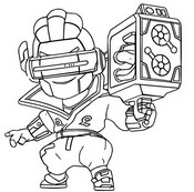Kolorowanka do druku - Hacker Brock - Brawl Stars - Godzilla