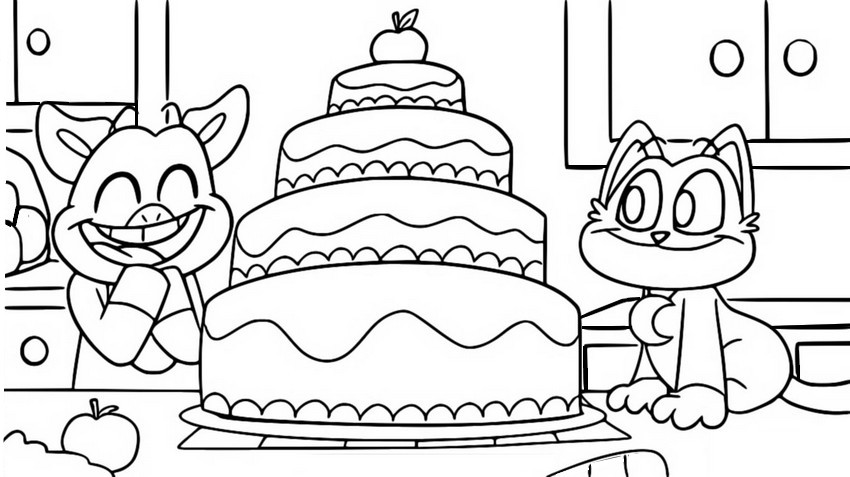 Desenho para colorir Bolo de aniversário