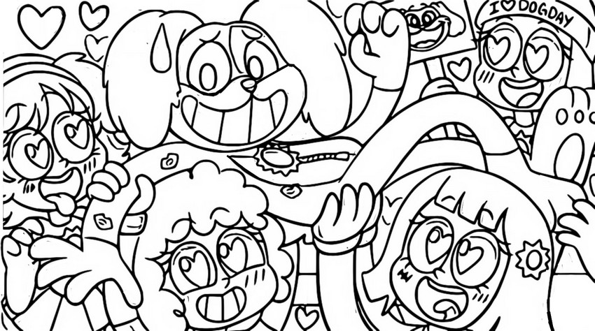 Coloring page Dogday Fan club