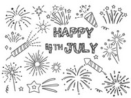 Drawing to color - Fireworks - Independence Day 4th July