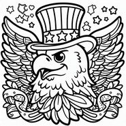 Coloring sheet - Eagle with a hat - Independence Day 4th July