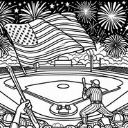 Downloadable coloring - Baseball - Independence Day 4th July