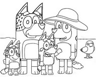 Kolorowanka do druku - Rodzina - Bluey - Lato