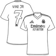 Coloriage à télécharger - Maillot de Vinícius Júnior - Football - Real Madrid