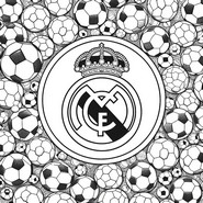 Coloriage - Logo et ballons de foot - Football - Real Madrid