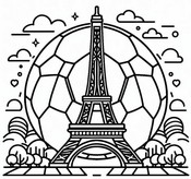 Lámina para colorear - Logotipo de la Torre Eiffel - Fútbol - Juegos Olímpicos 2024