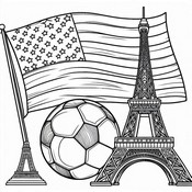 Feuille de coloriage - Equipe américaine - Football - Jeux olympiques 2024
