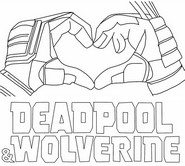 Dibujo para imprimir - Logotipo y corazón - Deadpool y Wolverine