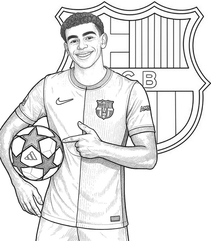 Dibujo Para Colorear Liga De Campeones 2024 2025 Lamine Yamal 21