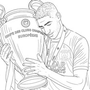 Folha para colorir - PSG - Hakimi - Copa - Liga dos Campeões da UEFA 2024-2025
