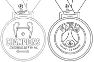 Kostenloses Ausmalbild - PSG - Medaille - UEFA Champions League 2024-2025