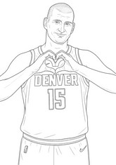 Dibujo para colorear - Nikola Jokić - Baloncesto NBA 2024-25