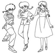 Dibujo para colorear - Ranma & Ranma & Akané - Ranma 1/2