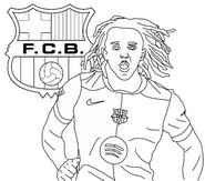 Tekening om in te kleuren - Jules Koundé - Voetbal - FC Barcelona