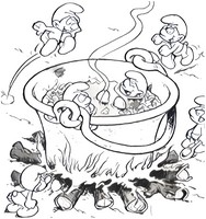 Dessin à colorier - La soupe aux Schtroumpfs - Les Schtroumpfs