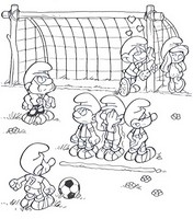 Coloriage Les Schtroumpfs jouent au foot