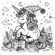 Image to color - Christmas gifts - Christmas Unicorn