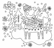 Lámina para colorear - Peppa Pig - Unicornio navideño