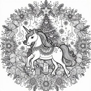 Dibujo gratuito - mandala - Unicornio navideño