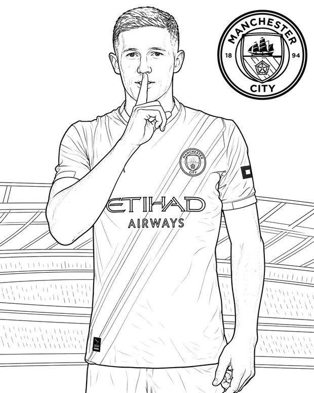 Imagem para colorir - Elliot Anderson - Futebol - Manchester City