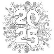 Målarblad - Blommor - Gott nytt år 2025
