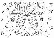 Målarbild - Champagneglas - Gott nytt år 2025