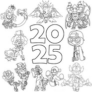 Zeichnung zum Ausmalen - Brawl Stars - Frohes neues Jahr 2025