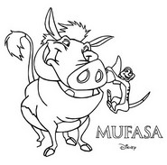 Dibujo para imprimir - Timon & Pumbaa - Mufasa - El Rey León