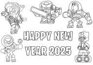 Downloadable coloring - Happy New Year 2025 - Brawl Stars - Toy Story