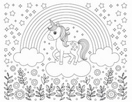 Gratis kleurplaat - Regenboog - Eenhoorns
