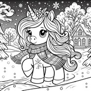 Kleurblad - Winter - Eenhoorns