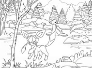 Lámina para colorear - Glaceón y Lapras - Pokémon - Invierno