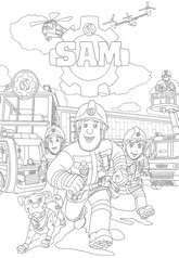 Dibujo para colorear - Sam el bombero - Nuevo parque de bomberos - Películas en cines en 2025